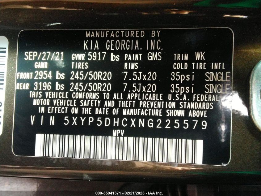 2022 KIA TELLURIDE SX - 5XYP5DHCXNG225579