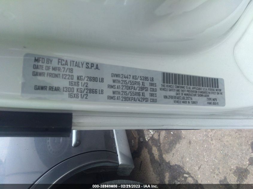 2018 RAM PROMASTER CITY TRADESMAN ZFBERFAB2J6L31274