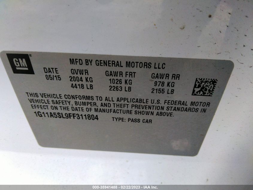 2015 CHEVROLET MALIBU LS - 1G11A5SL9FF311804