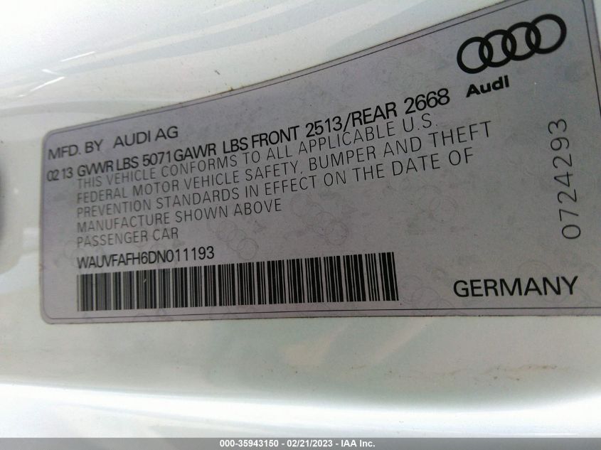 2013 AUDI A5 PRESTIGE - WAUVFAFH6DN011193