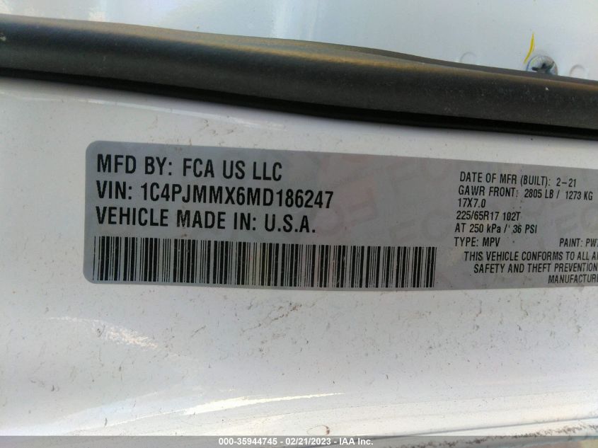2021 JEEP CHEROKEE LATITUDE LUX - 1C4PJMMX6MD186247