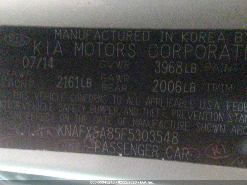 2015 KIA FORTE 5-DOOR EX - KNAFX5A85F5303548