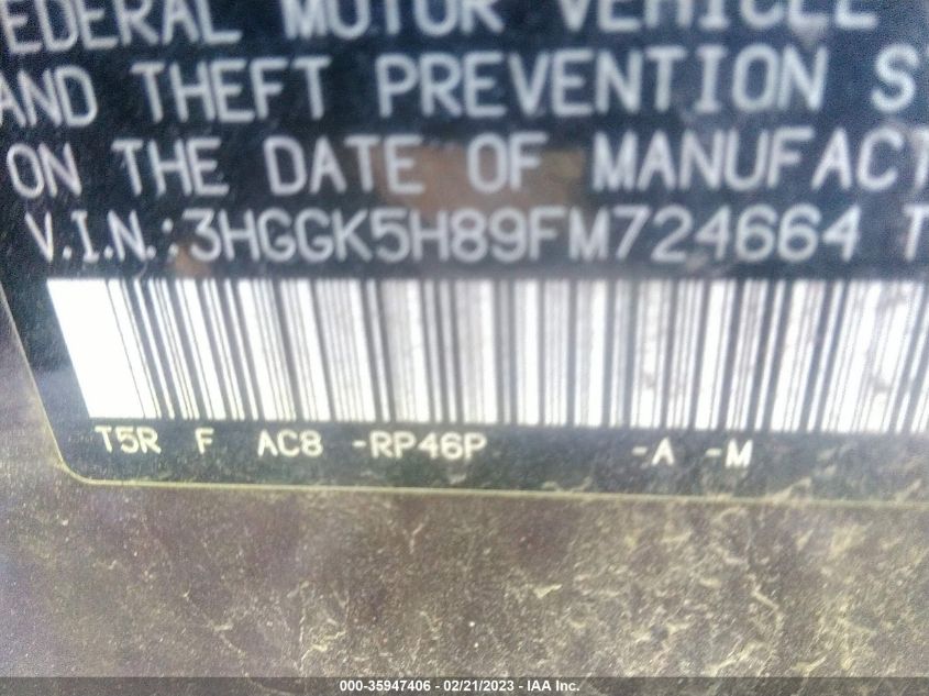 2015 HONDA FIT EX-L/EX - 3HGGK5H89FM724664