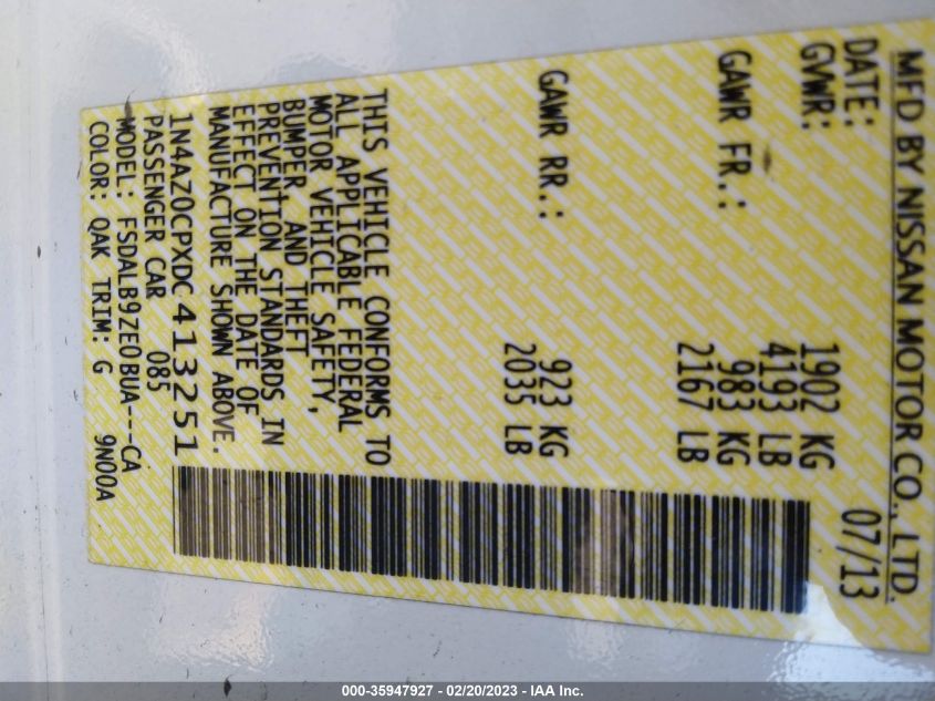 2013 NISSAN LEAF S - 1N4AZ0CPXDC413251