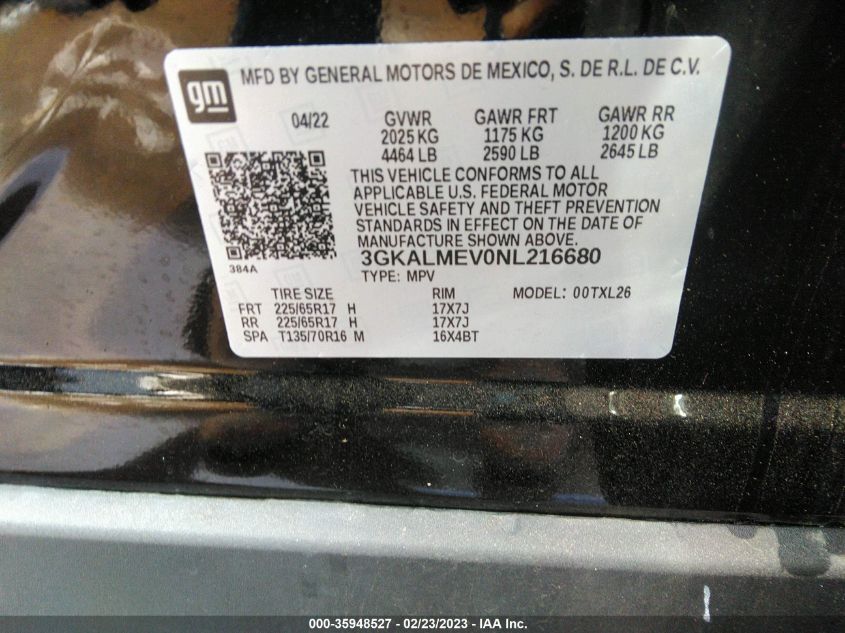 2022 GMC TERRAIN SLE - 3GKALMEV0NL216680