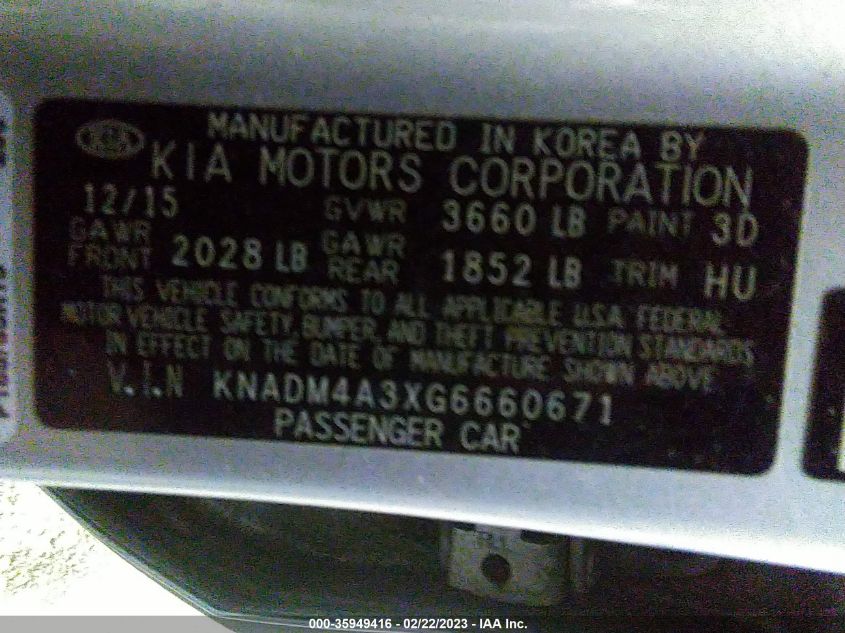 2016 KIA RIO LX - KNADM4A3XG6660671