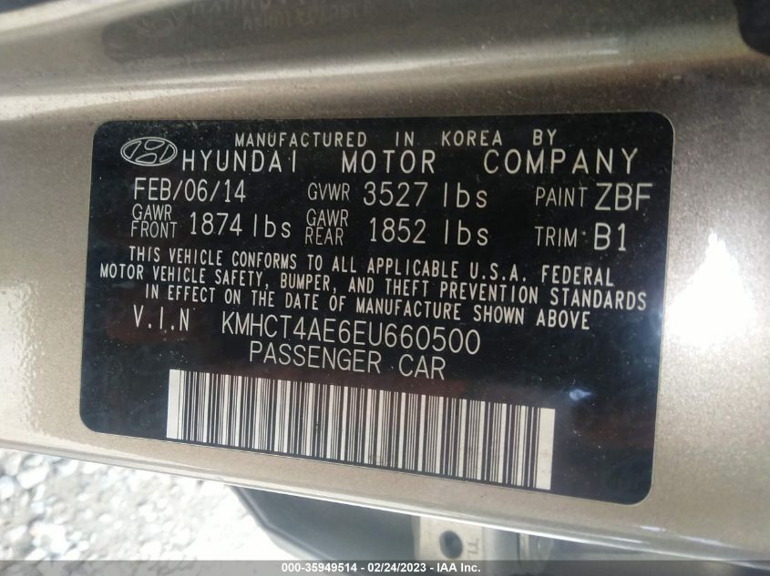 2014 HYUNDAI ACCENT GLS - KMHCT4AE6EU660500