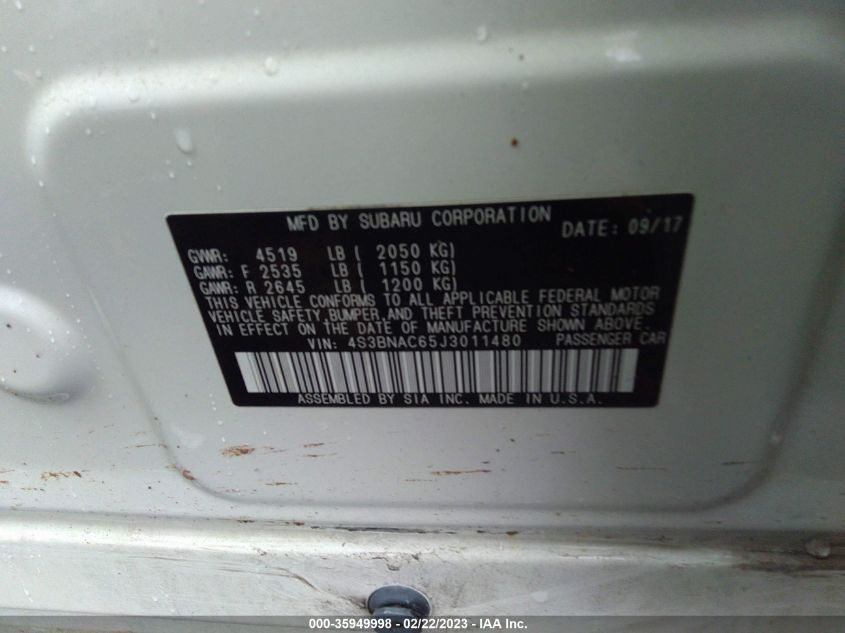 2018 SUBARU LEGACY PREMIUM - 4S3BNAC65J3011480