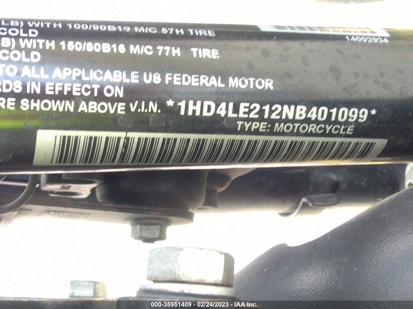 VIN 1HD4LE212NB401099 2022 HARLEY-DAVIDSON XL883 N