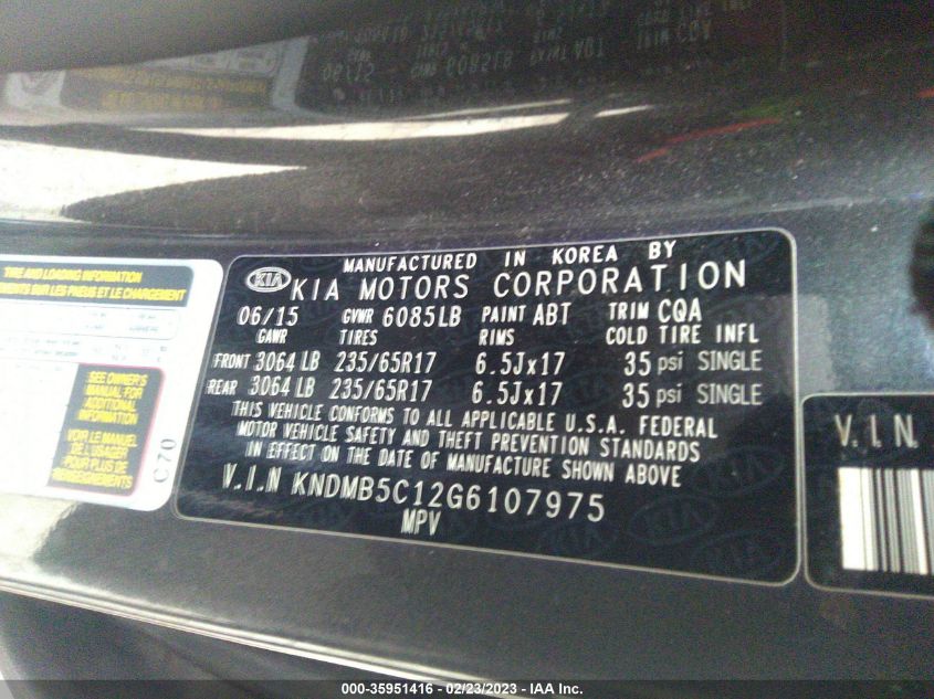 2016 KIA SEDONA LX - KNDMB5C12G6107975