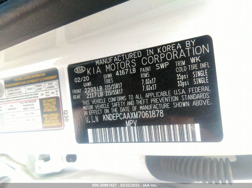 2021 KIA SELTOS LX - KNDEPCAAXM7061878