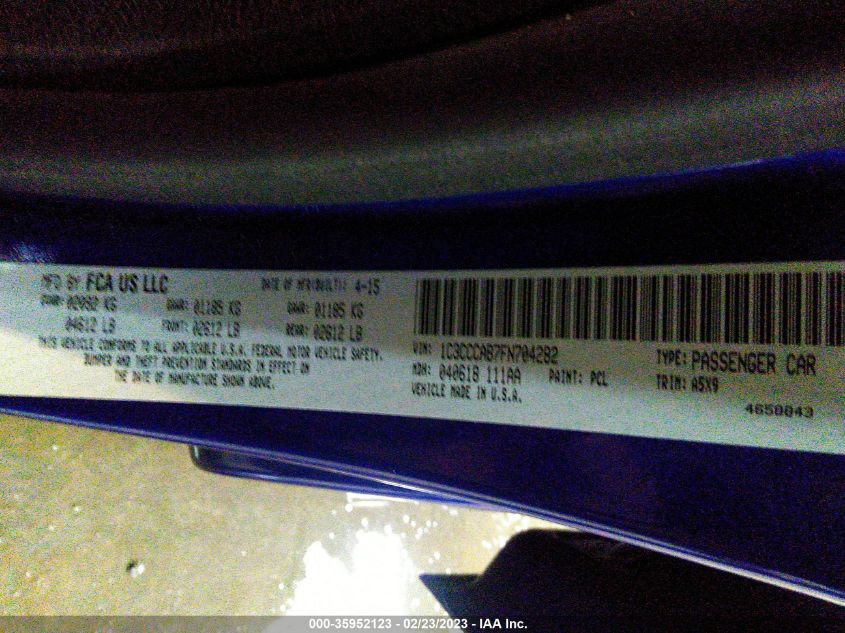 2015 CHRYSLER 200 LIMITED - 1C3CCCAB7FN704282