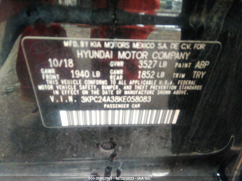 2019 HYUNDAI ACCENT SEL - 3KPC24A38KE058083