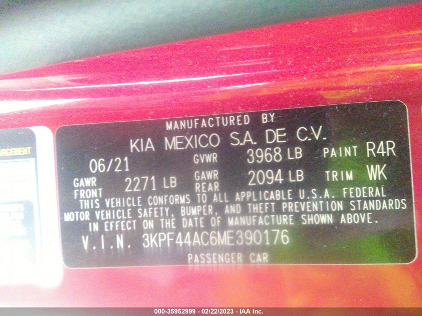 2021 KIA FORTE GT - 3KPF44AC6ME390176