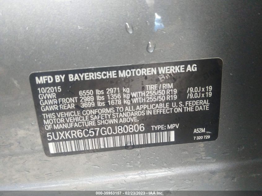 5UXKR6C57G0J80806 2016 BMW X5, photo no. 9