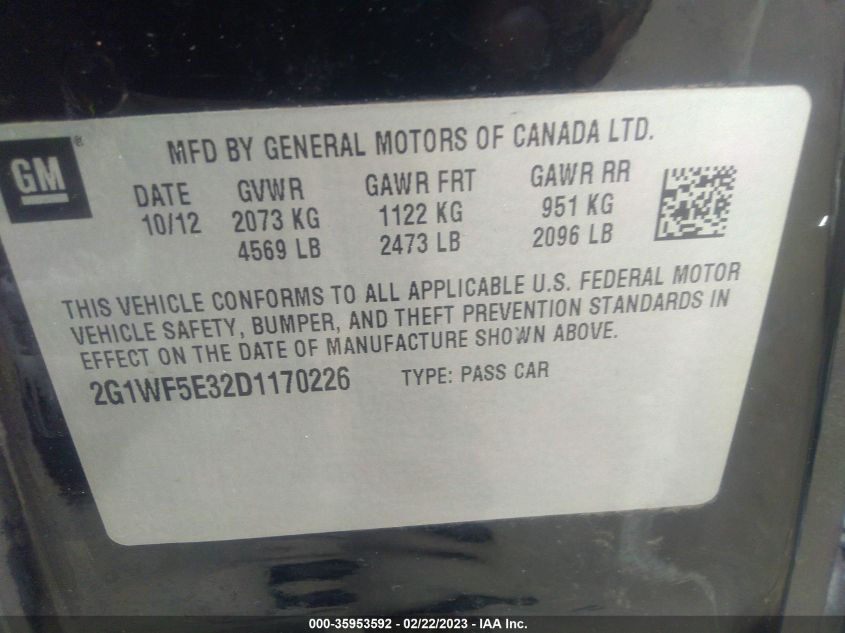 2013 CHEVROLET IMPALA LS - 2G1WF5E32D1170226