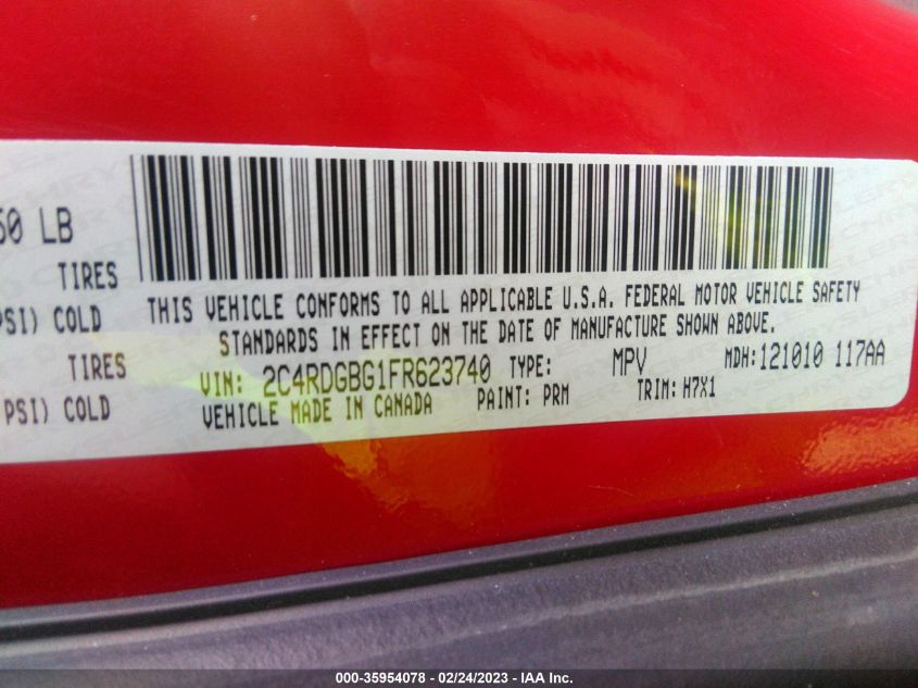 2015 DODGE GRAND CARAVAN SE - 2C4RDGBG1FR623740