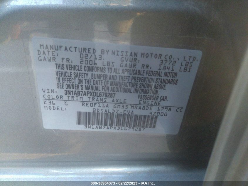 2013 NISSAN SENTRA SV - 3N1AB7APXDL679287