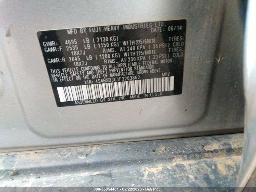 2015 SUBARU OUTBACK 2.5I LIMITED - 4S4BSBJC1F3203862