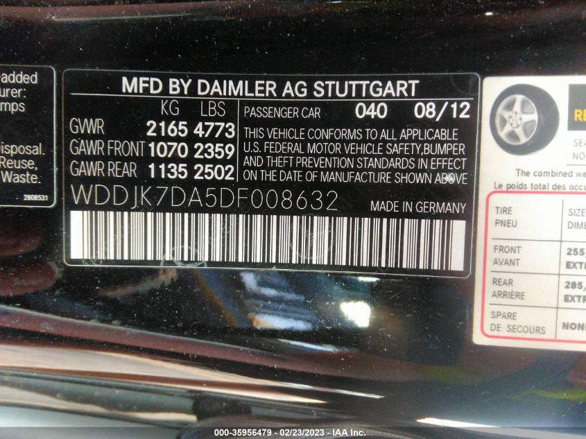 2013 MERCEDES-BENZ SL-CLASS SL 550 - WDDJK7DA5DF008632
