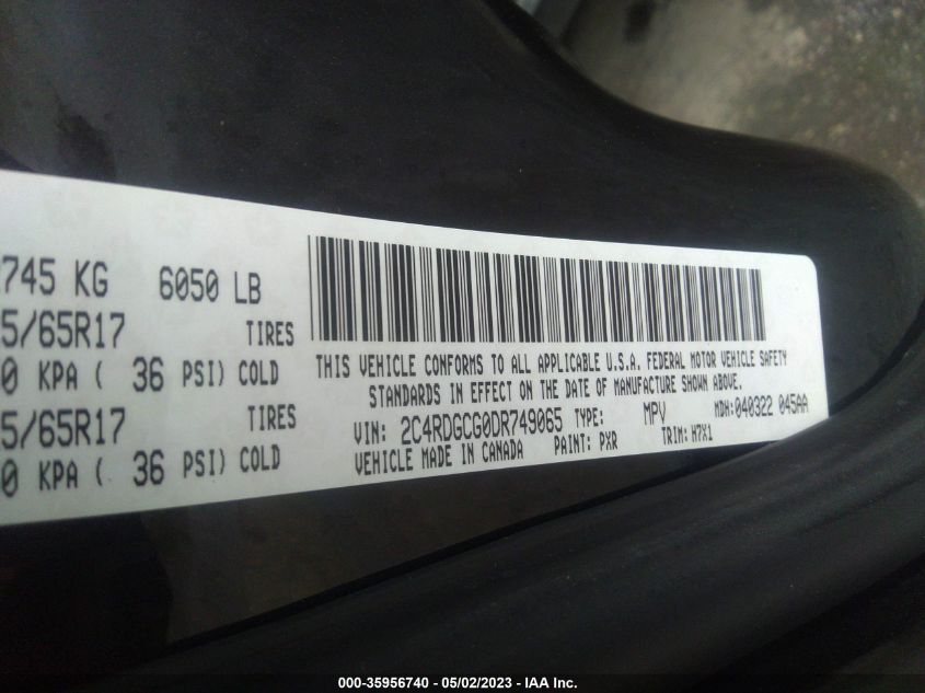 2013 DODGE GRAND CARAVAN SXT - 2C4RDGCG0DR749065