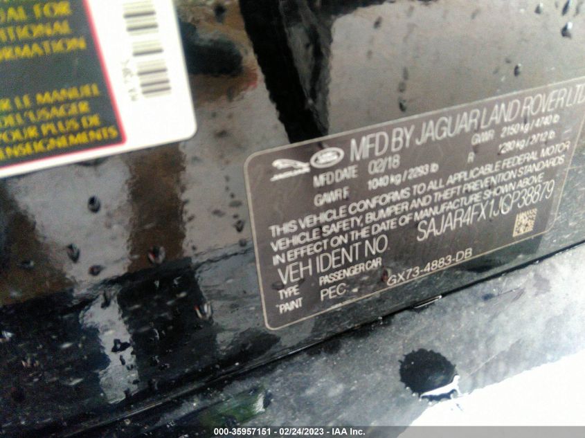 2018 JAGUAR XE 25T - SAJAR4FX1JCP38879