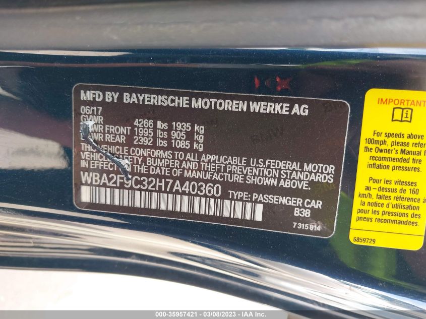 2017 BMW 2 SERIES 230I - WBA2F9C32H7A40360
