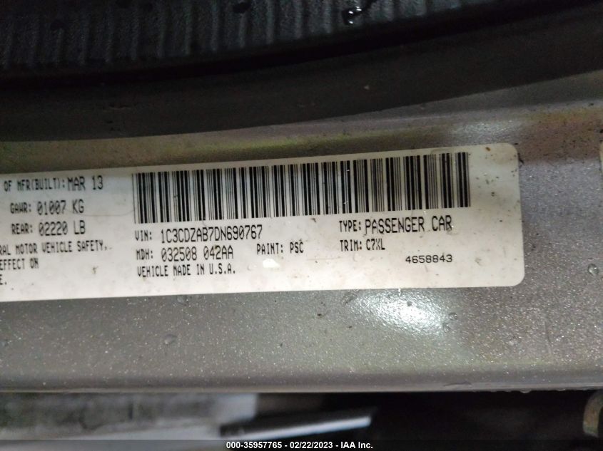 2013 DODGE AVENGER SE - 1C3CDZAB7DN690767
