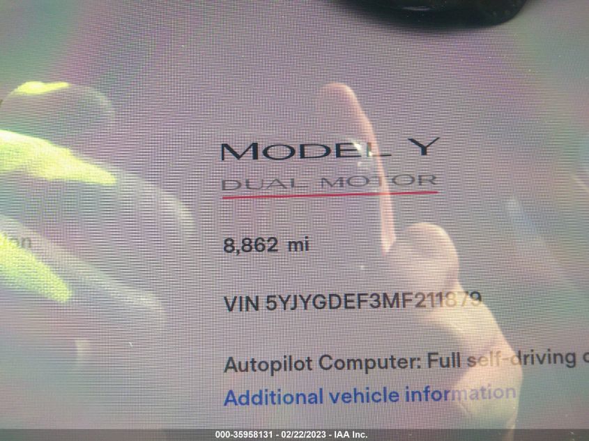 2021 TESLA MODEL Y PERFORMANCE - 5YJYGDEF3MF211879
