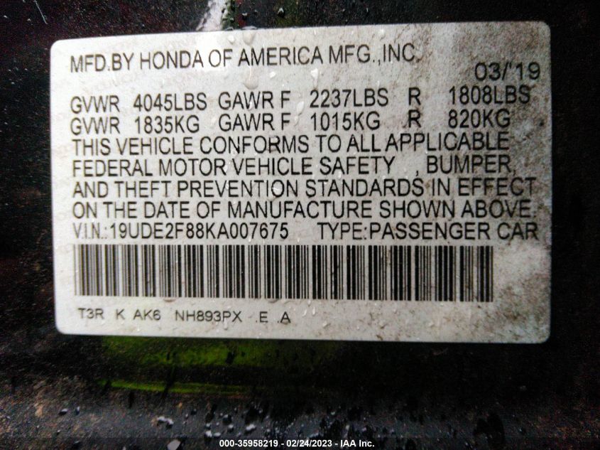 19UDE2F88KA007675 Acura ILX PKG 9