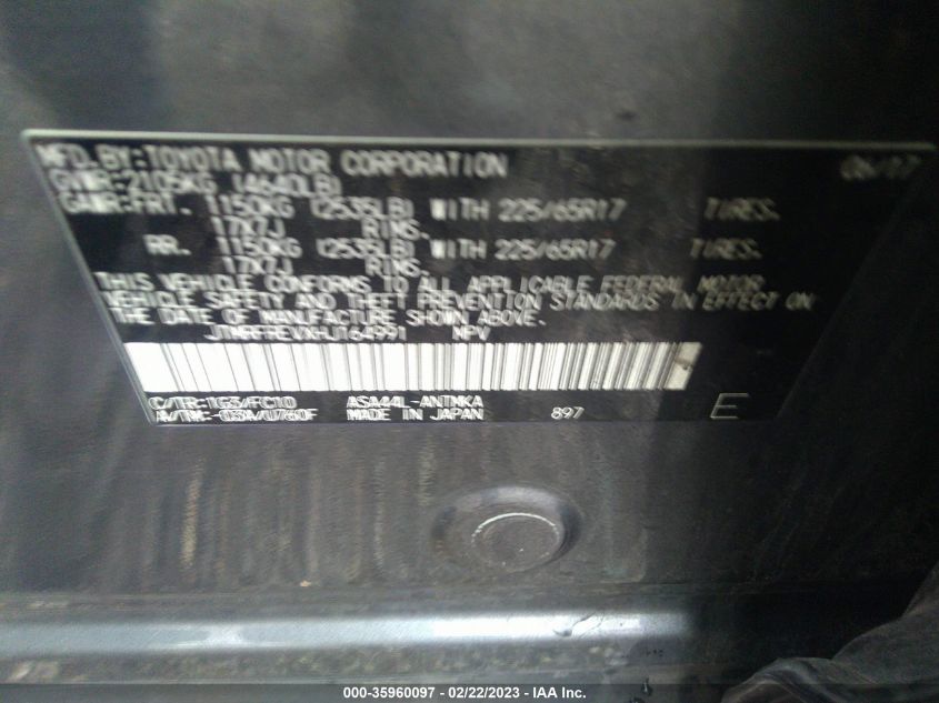 2017 TOYOTA RAV4 XLE - JTMRFREVXHJ164991