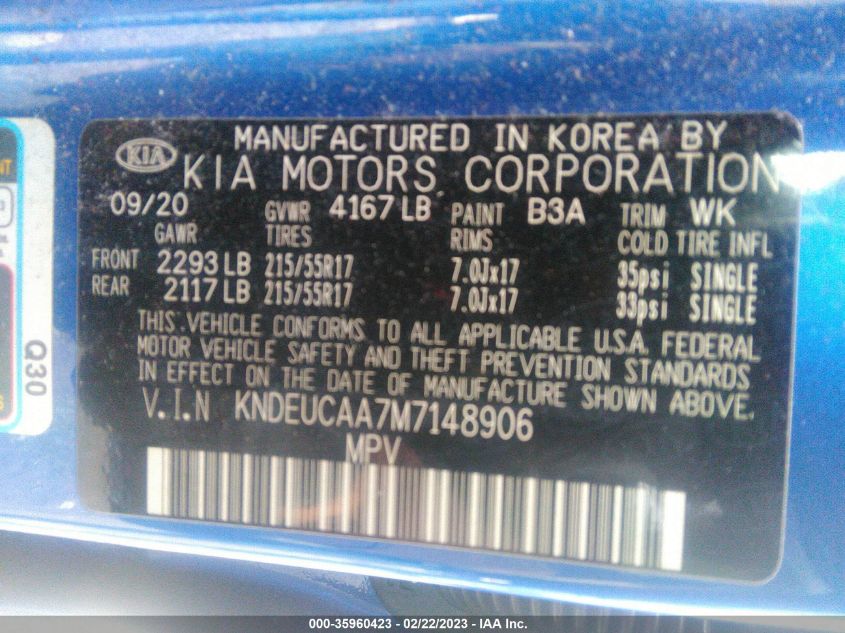 2021 KIA SELTOS S - KNDEUCAA7M7148906