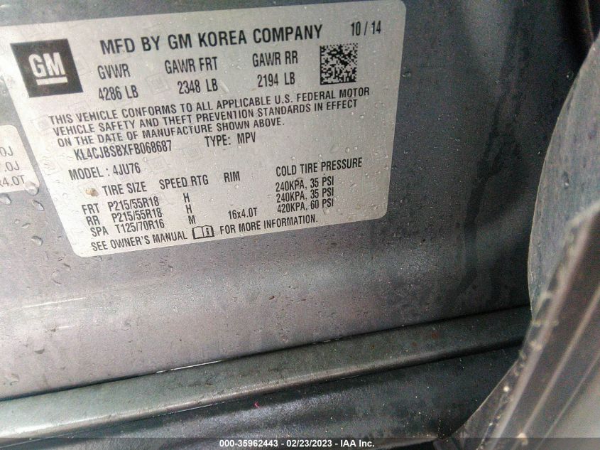 2015 BUICK ENCORE CONVENIENCE - KL4CJBSBXFB068687