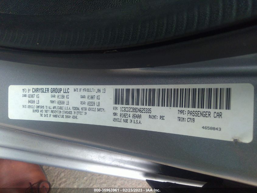 2013 DODGE AVENGER SXT - 1C3CDZCB9DN625335