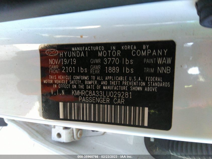 2020 HYUNDAI VENUE SEL - KMHRC8A33LU029281