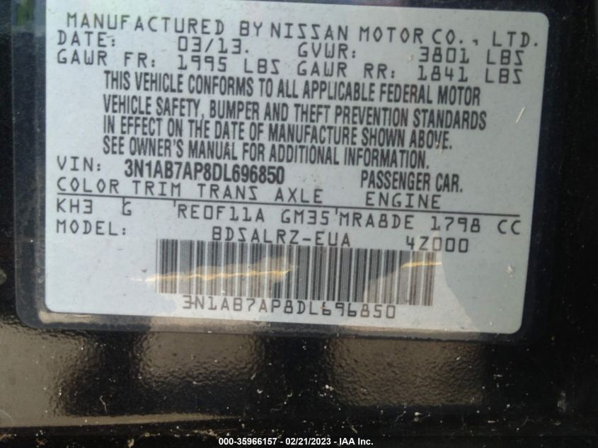 2013 NISSAN SENTRA SR - 3N1AB7AP8DL696850