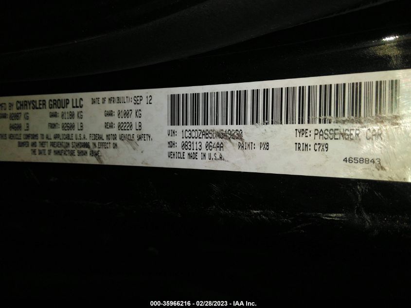2013 DODGE AVENGER SE - 1C3CDZAB5DN549230