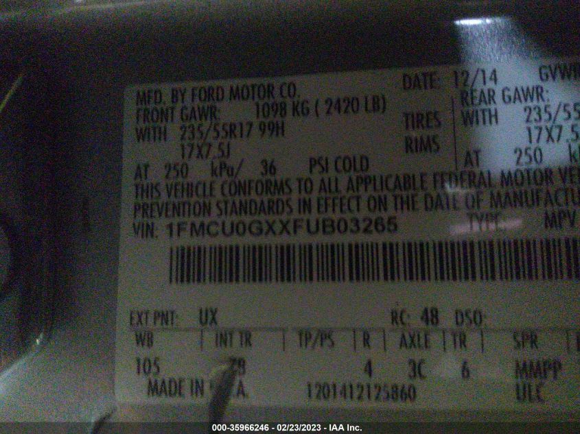 2015 FORD ESCAPE SE - 1FMCU0GXXFUB03265