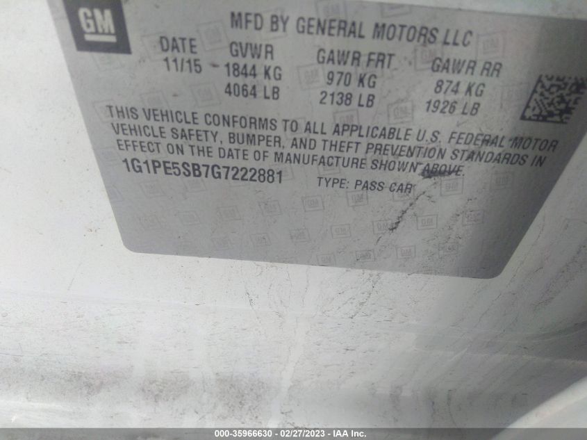 2016 CHEVROLET CRUZE LIMITED LT - 1G1PE5SB7G7222881