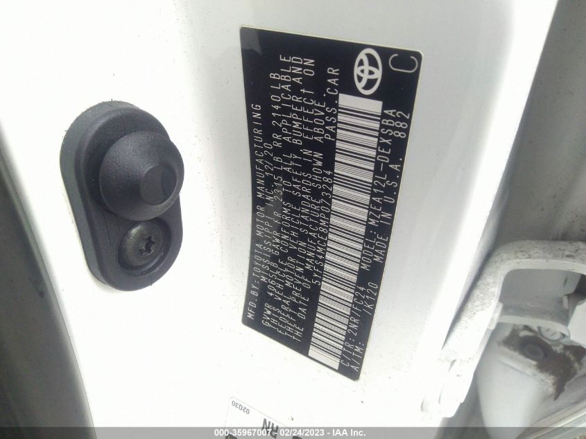 2021 TOYOTA COROLLA SE/NIGHTSHADE/APEX SE - 5YFS4MCE8MP073284