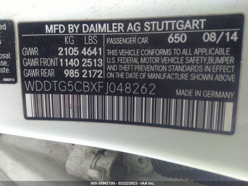 2015 MERCEDES-BENZ GLA-CLASS GLA 45 AMG WDDTG5CBXFJ048262