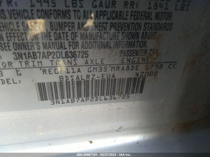 2013 NISSAN SENTRA SR - 3N1AB7AP2DL636725
