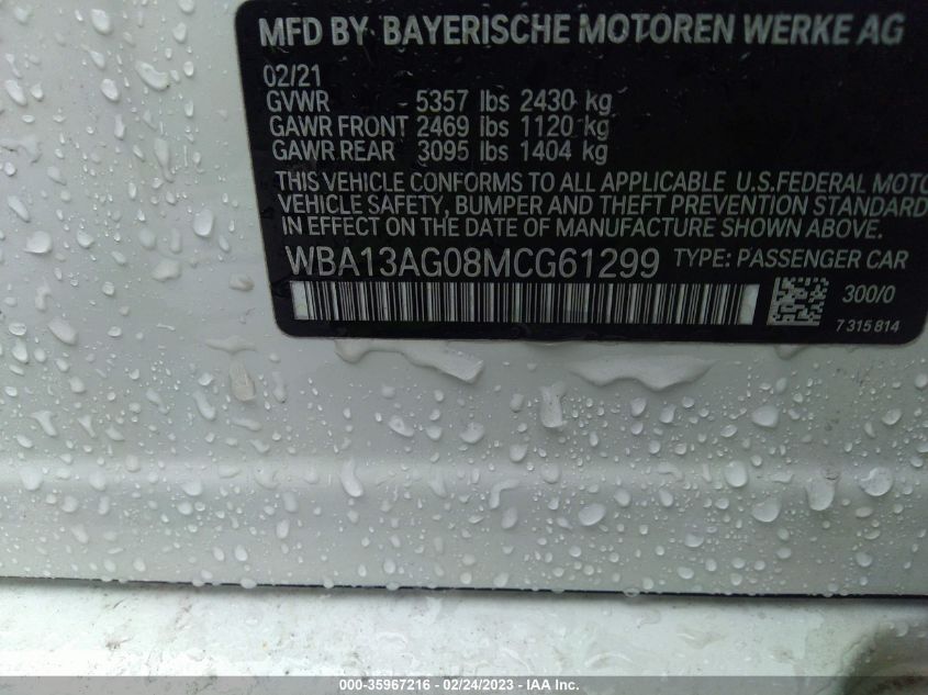 2021 BMW 5 SERIES 530E - WBA13AG08MCG61299