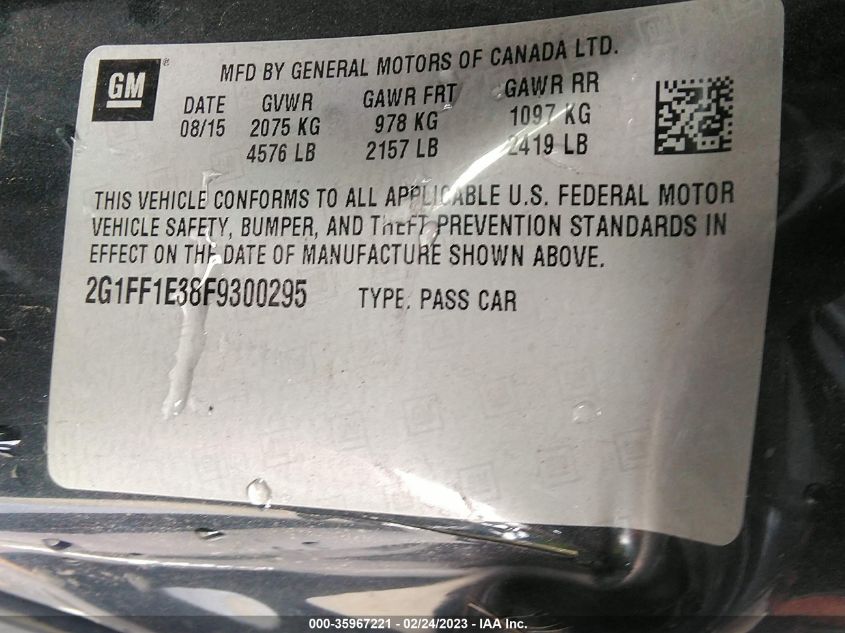 2015 CHEVROLET CAMARO LT - 2G1FF1E38F9300295