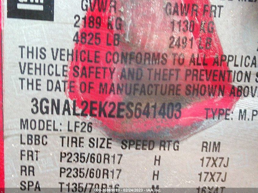 2014 CHEVROLET CAPTIVA SPORT FLEET LS - 3GNAL2EK2ES641403