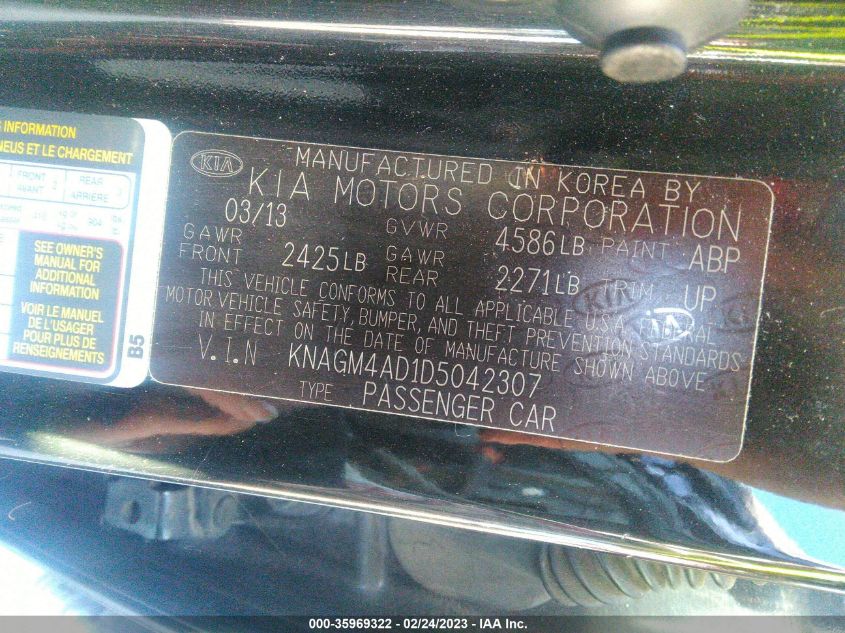 2013 KIA OPTIMA HYBRID EX - KNAGM4AD1D5042307