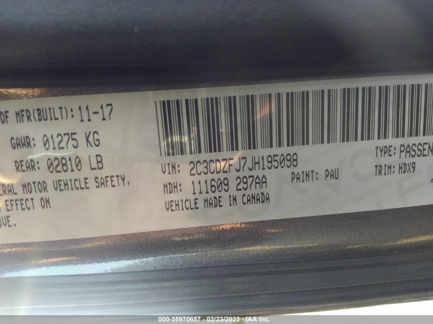 2018 DODGE CHALLENGER R/T SCAT PACK - 2C3CDZFJ7JH195098