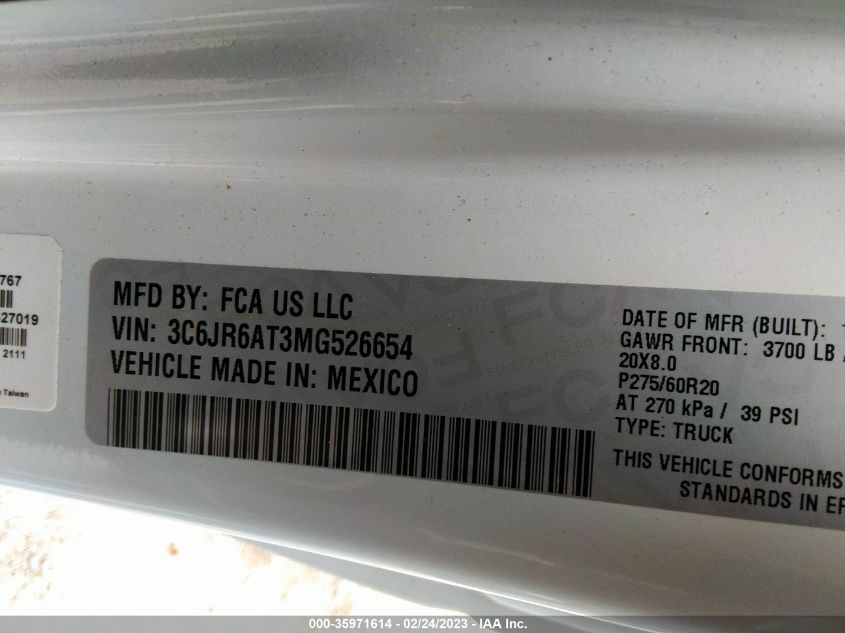 2021 RAM 1500 CLASSIC EXPRESS - 3C6JR6AT3MG526654