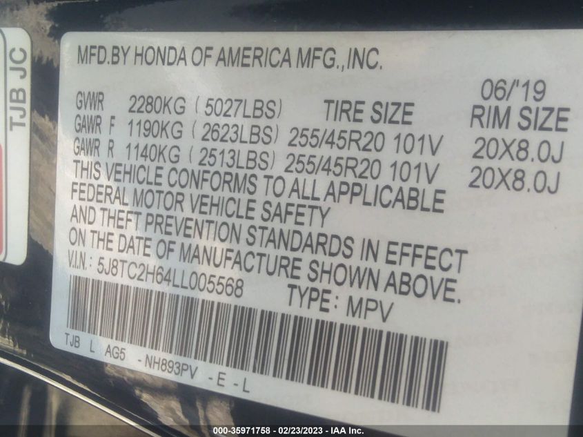 2020 ACURA RDX W/A-SPEC PKG - 5J8TC2H64LL005568