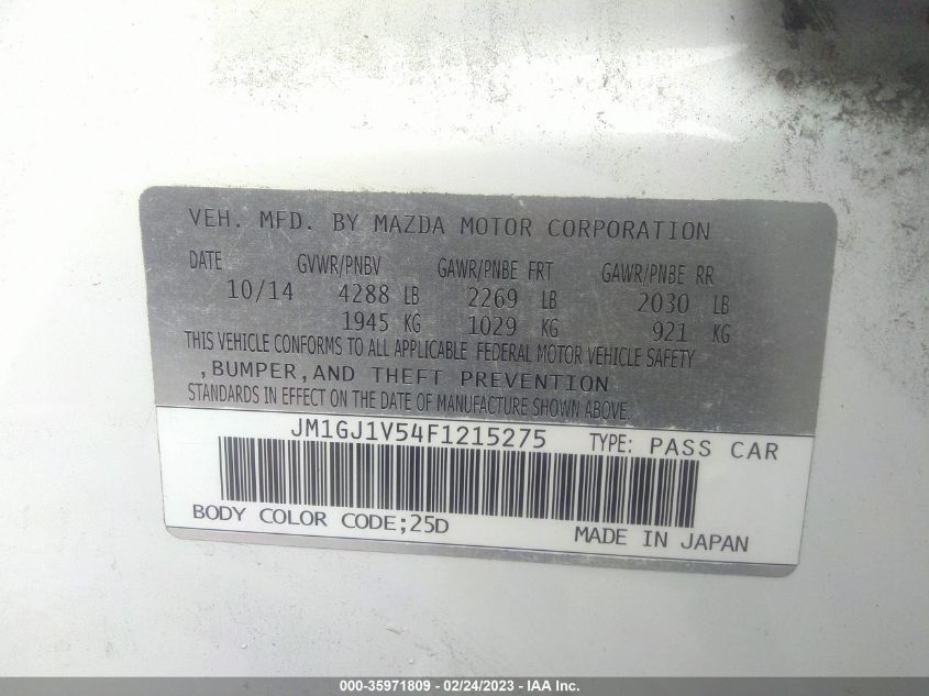 2015 MAZDA MAZDA6 I TOURING - JM1GJ1V54F1215275